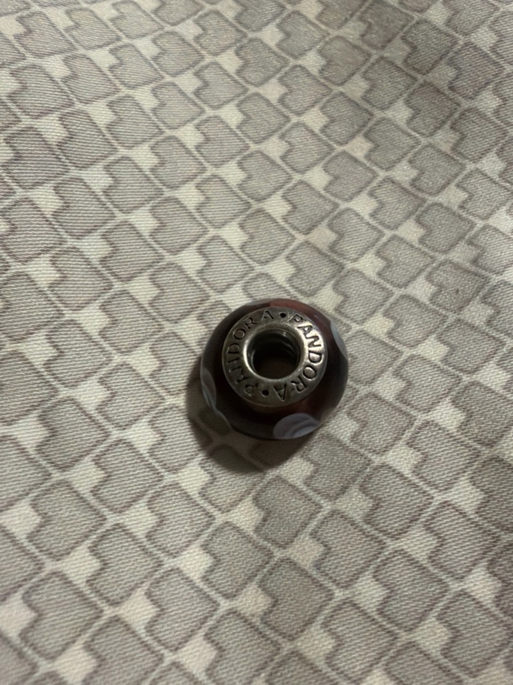 Pandora Purple and White Swirl Glass Charm